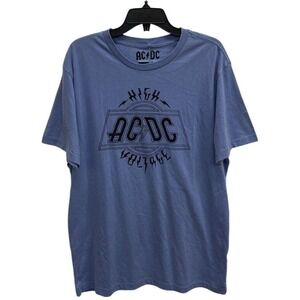 AC/DC High Voltage Blue Band Graphic T-Shirt Mens Large Rock Concert Tee